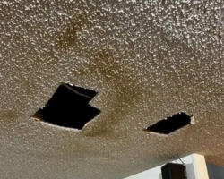 ceiling discoloration from mold and reconstruction